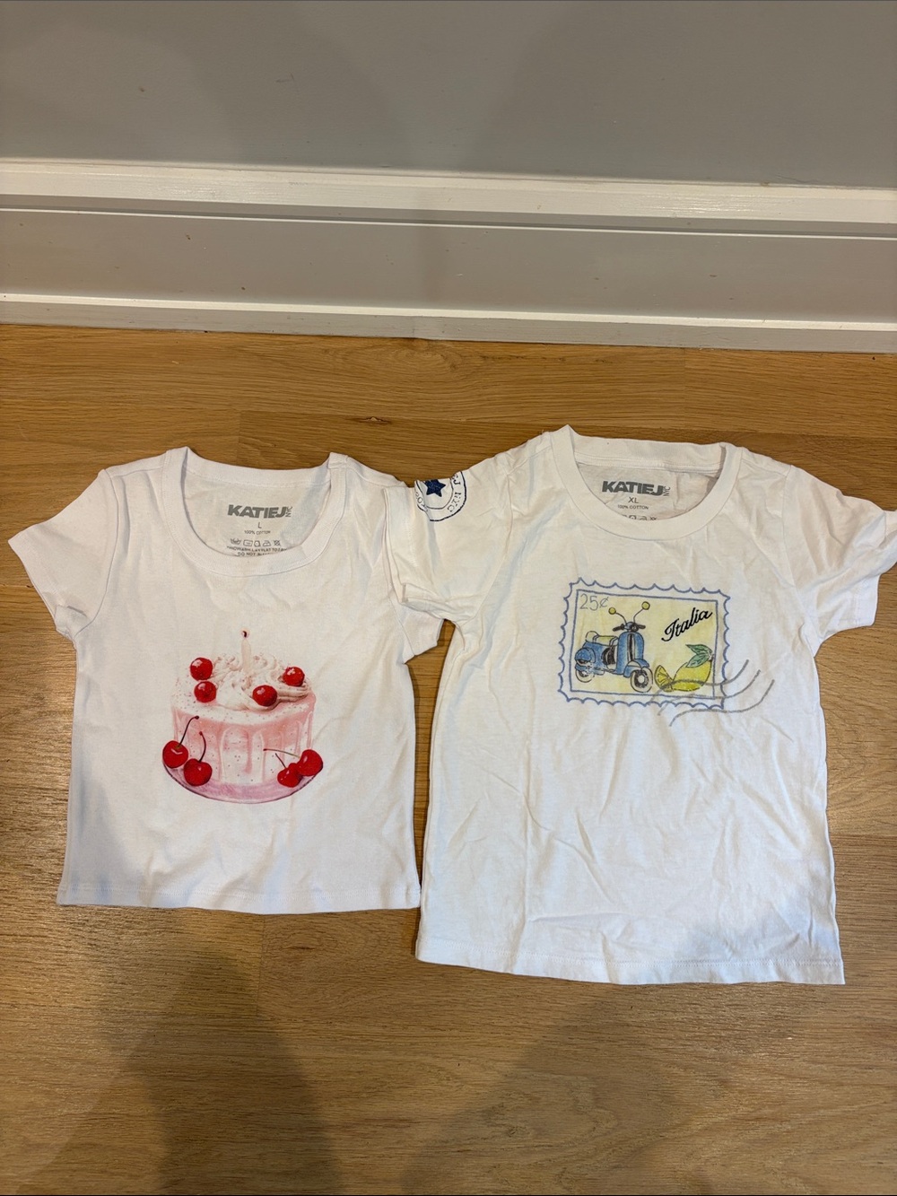 Katie J nyc White Girls' Cherry Cake & Stamp Graphic Tee Set